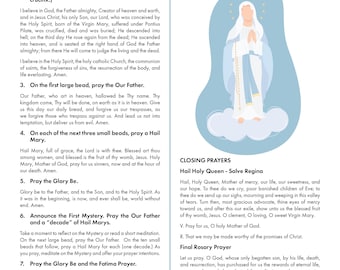 Catholic Rosary Prayer Guide with Holy Mysteries and Scriptures: Printable Digital Download
