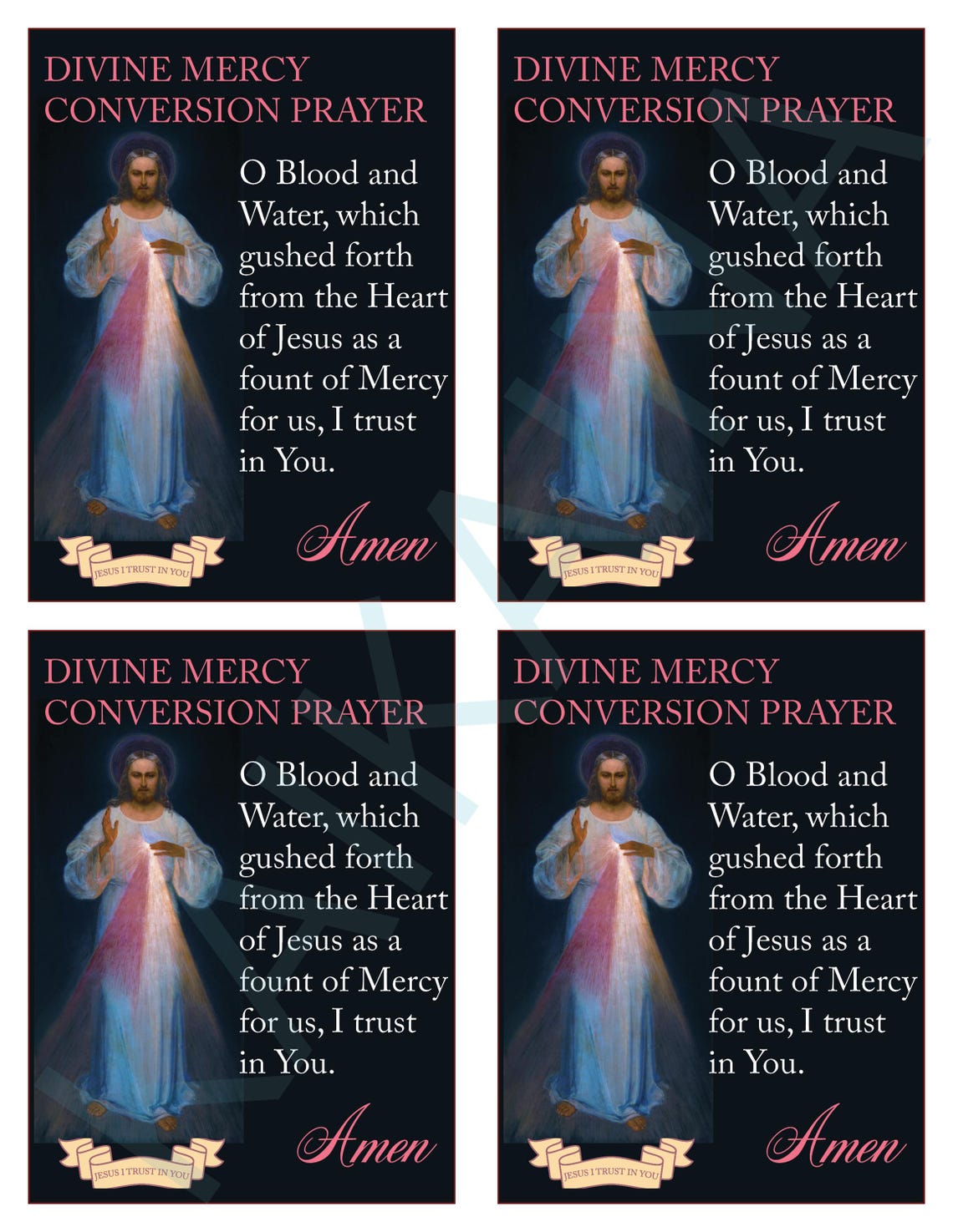 Divine Mercy Conversion Prayer Card: Catholic Saint Printable (digital ...