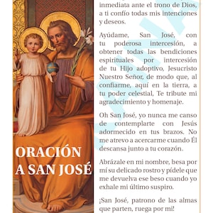 Tarjeta de oración Oración a San José, 4 tarjetas en una página: descarga digital, tarjeta de oración del santo católico imprimible.