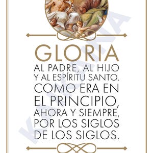 Gloria al Padre - Glory Be Prayer poster in SPANISH - 24&quot; x 36&quot; poster for classrooms - downloadable and printable Catholic prayer.