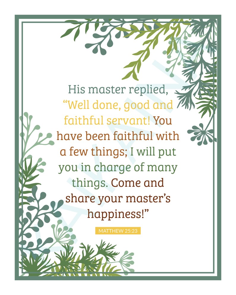 Matthew 25:23 Bible Verse Art Printable (digital Download) - Etsy