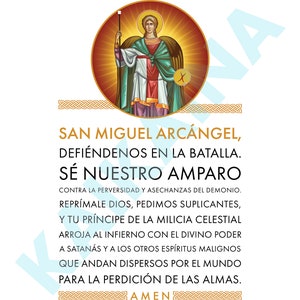 Affiche de prière catholique de San Miguel à l'archange 8,5 x 11 po, téléchargeable et imprimable à Saint Michel Archange
