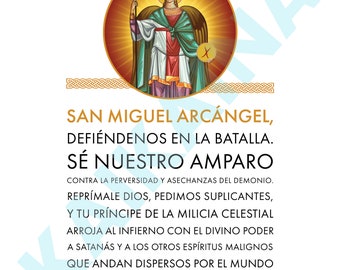 San Miguel Arcangel Prayer: Spanish Catholic Poster (Digital Download)