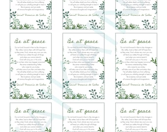 Saint Francis de Sales Be At Peace Prayer Card: Catholic Prayer (Digital Download)