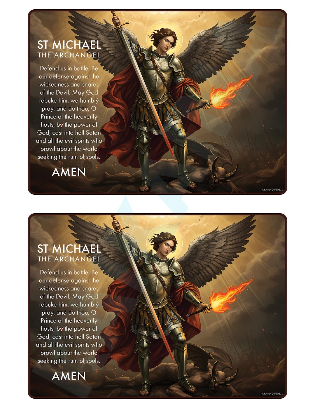 Saint Michael Archangel Prayer Card 5x7 (digital Download) - Etsy