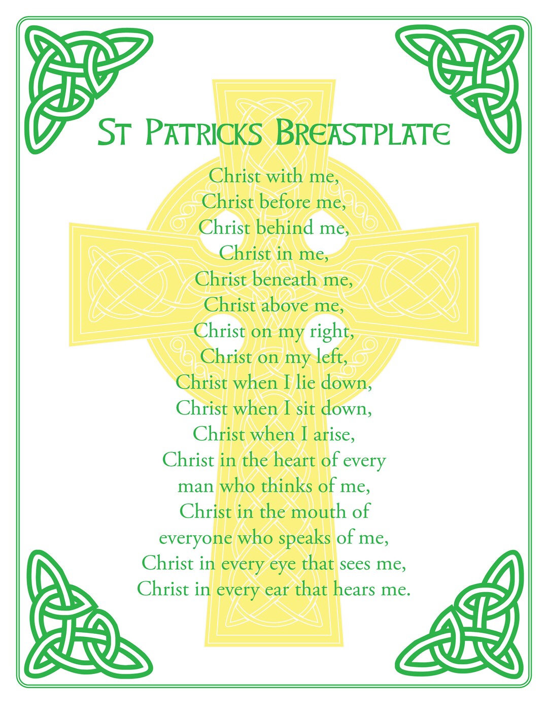 St Patrick Breastplate Prayer Printable 8 5 X 11 Poster Etsy UK
