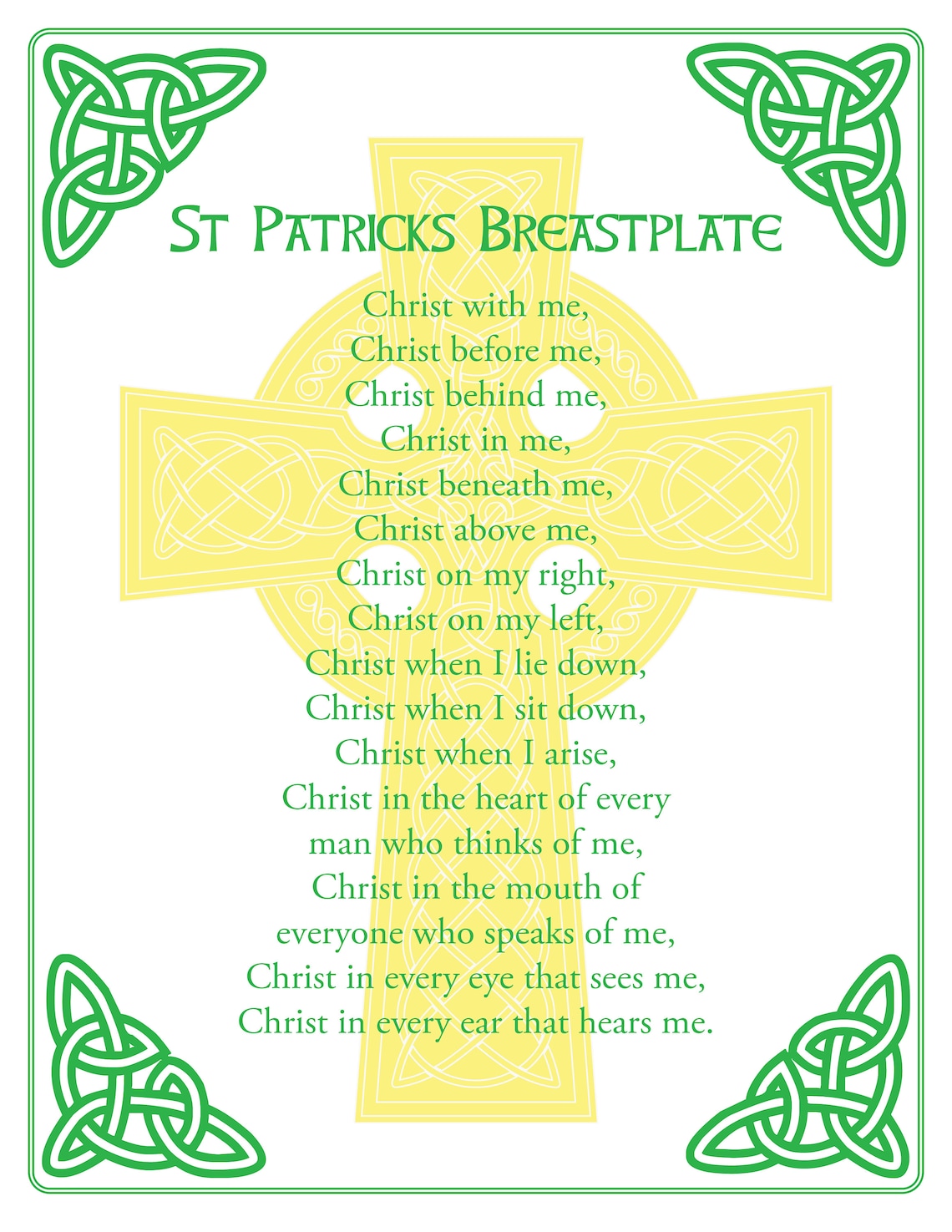 St. Patrick Breastplate Prayer Printable 8.5 X 11 Poster - Etsy