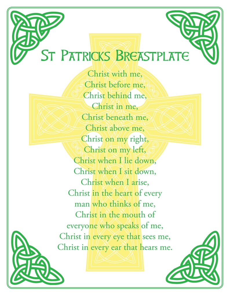 St Patrick Breastplate Prayer Printable 8 5 X 11 Poster Etsy UK