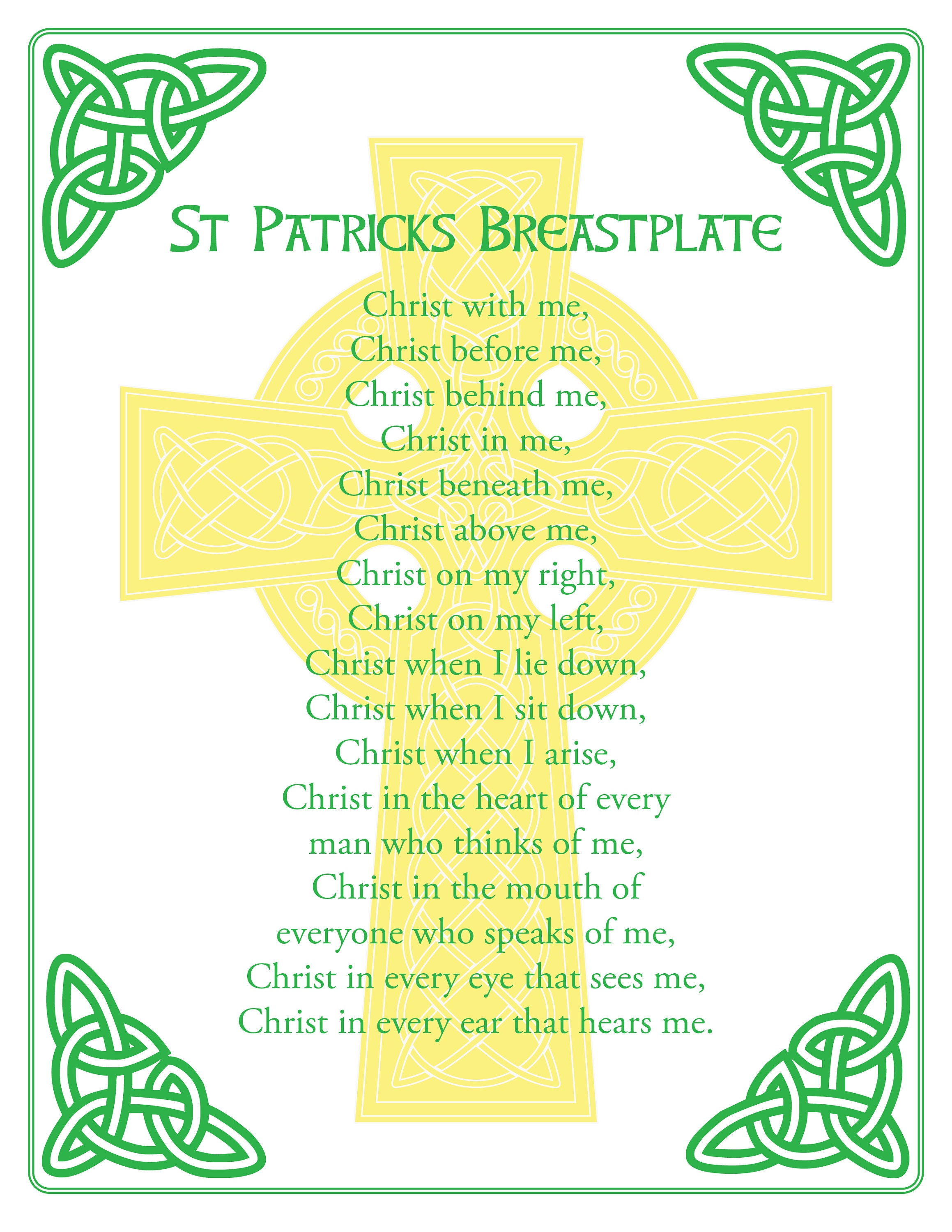St Patrick Breastplate Prayer Printable 8 5 X 11 Poster Etsy UK