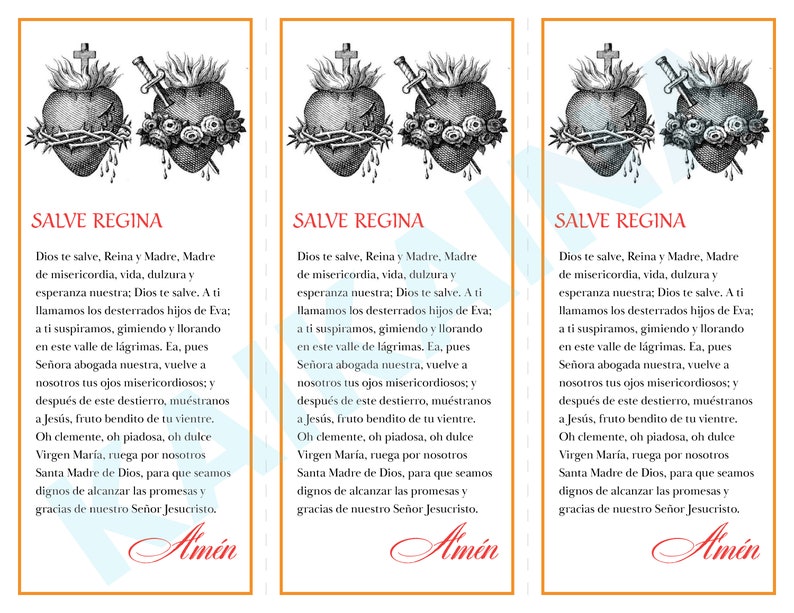 Salve Regina Prayer Card in Spanish (digital Download) - Etsy