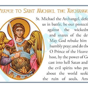 Carte de prière de Saint Michel Archange à télécharger et à imprimer, 4 par page - Carte de prière catholique