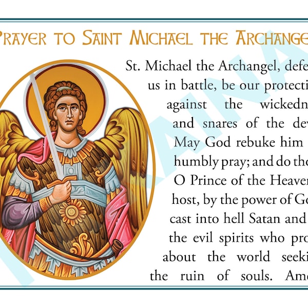 Saint Michael the Archangel downloadable and printable prayer card 4-up a page - Catholic prayer card