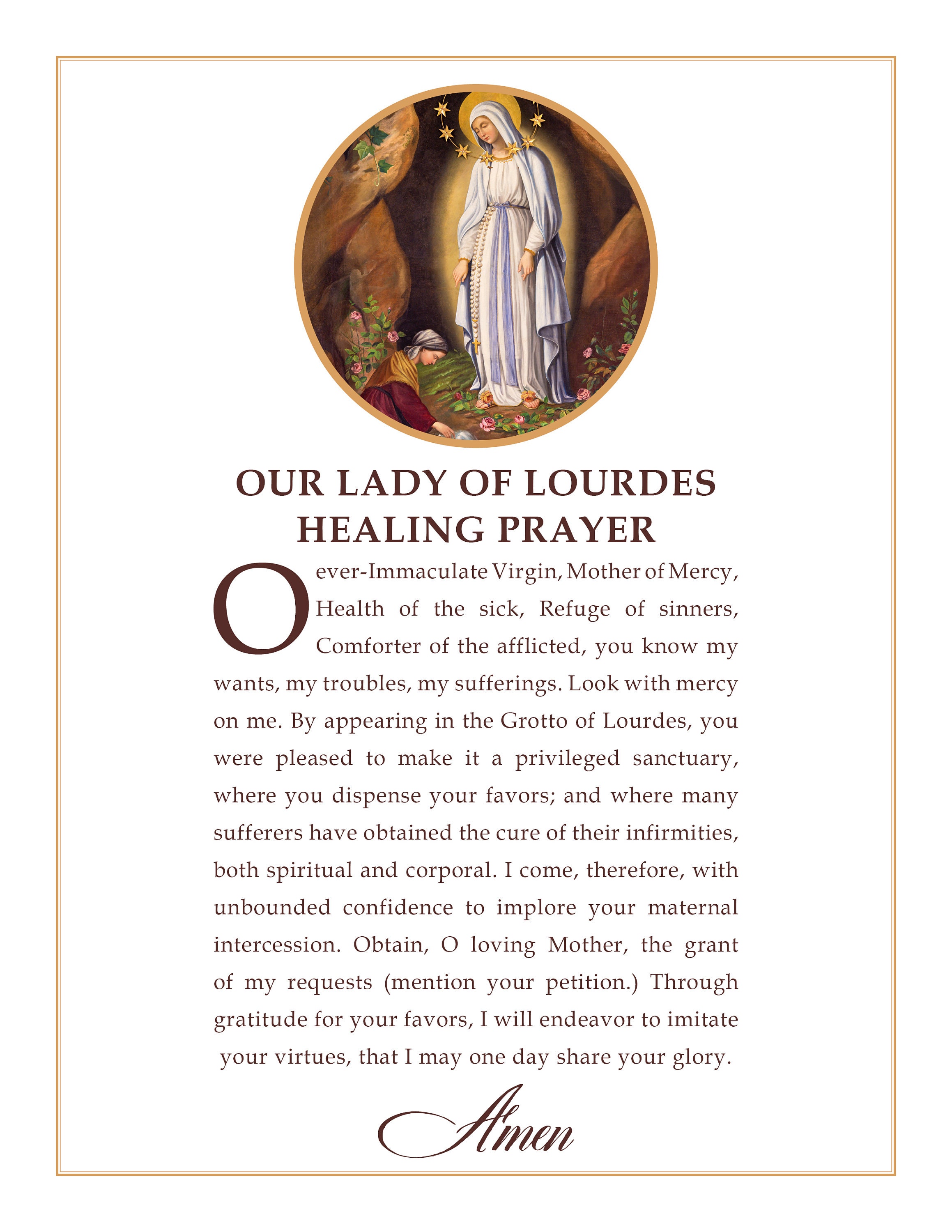 Our Lady of Lourdes Prayer for Healing Downloadable and Etsy