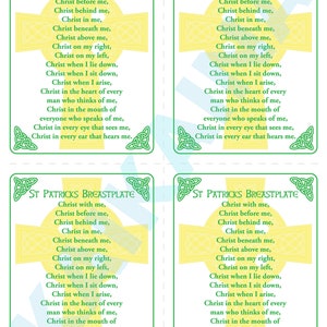 Saint Patrick Breastplate printable prayer card 4-up on a page "Christ with me" - digital download Catholic prayer card