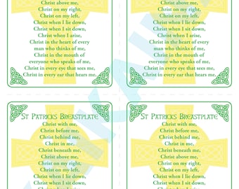 Carte de prière pour le pectoral de la Saint Patrick : art catholique (téléchargement numérique)