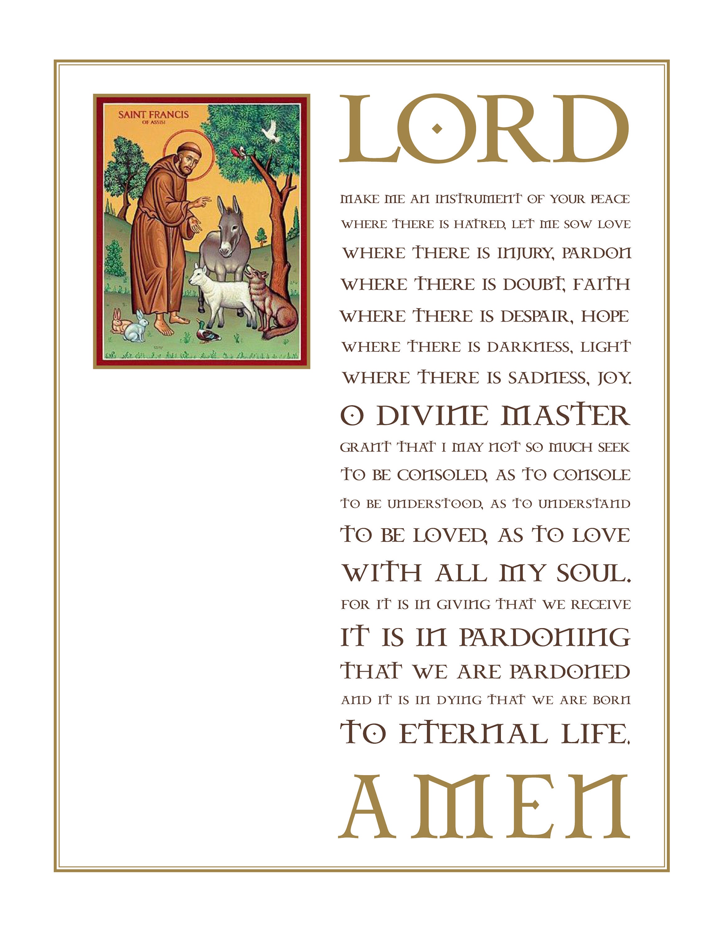 St. Francis of Assisi Prayer blessing the Animals Download and