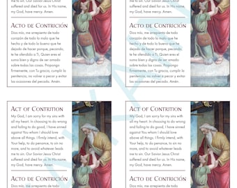 Act of Contrition Card in English and Spanish: Catholic Prayer Printable (Digital Download)