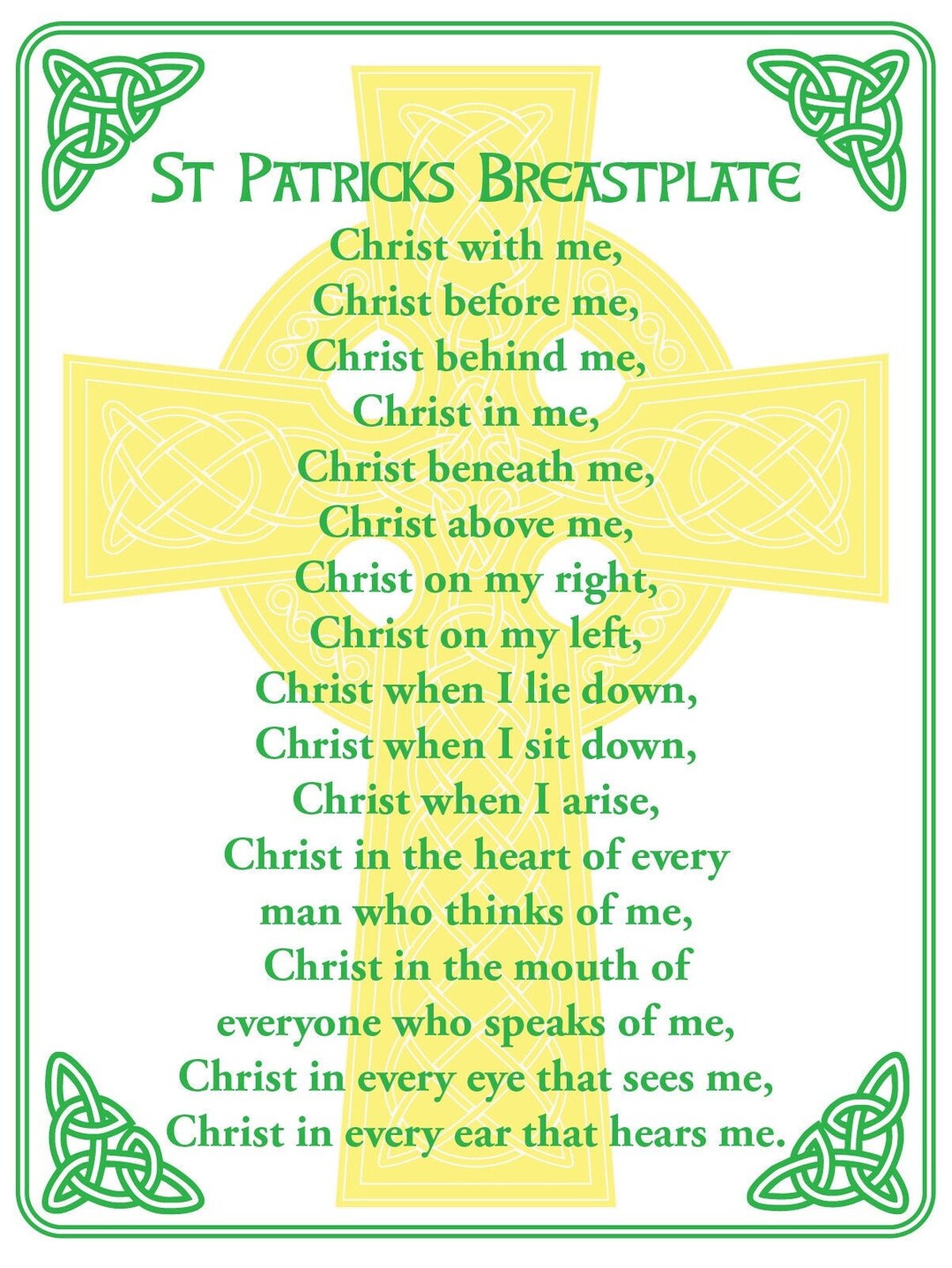 Saint Patrick Breastplate Printable Card 4-up on a Page - Etsy