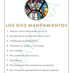 Ten Commandments Catholic poster for children SPANISH - Los Diez Mandamientos - 8.5" x 11" poster downloadable and printable