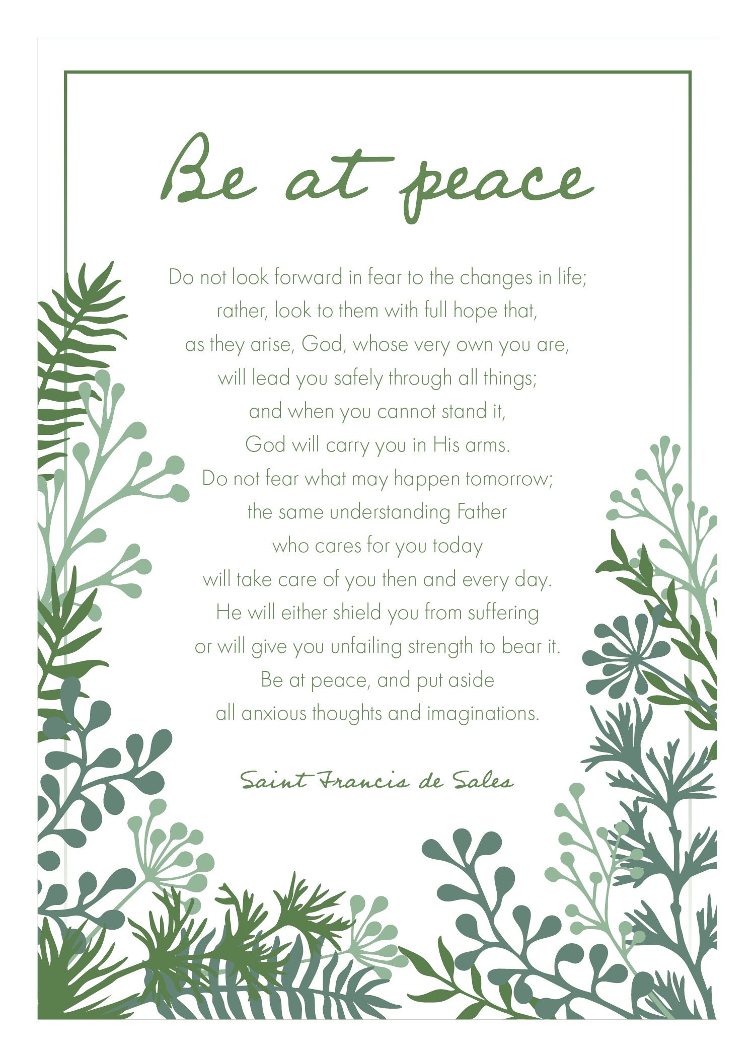 Saint Francis De Sales be at Peace 5 X - Etsy UK