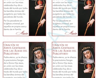 Oración de Santa Gertrudis Por Las Almas Del Purgatorio Prayer Cards in Spanish (Downloadable)