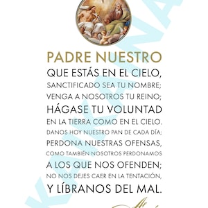 Padre Nuestro - Onze Vader Gebed poster in het Spaans - 8,5 "x 11" poster downloadbaar en afdrukbaar katholiek gebed.