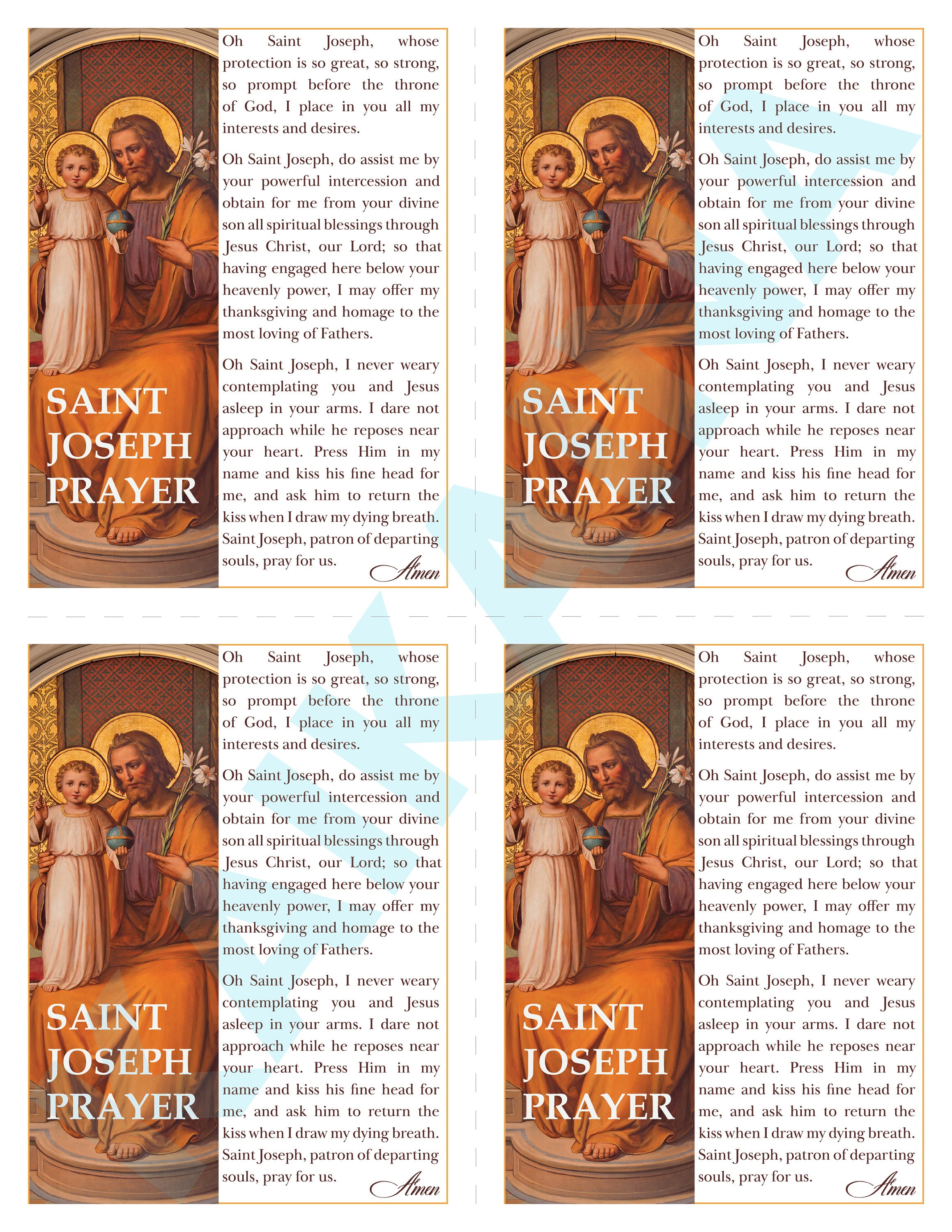 St. Joseph Protector Saint Joseph Prayer Card for Protection (digital Download) - Etsy