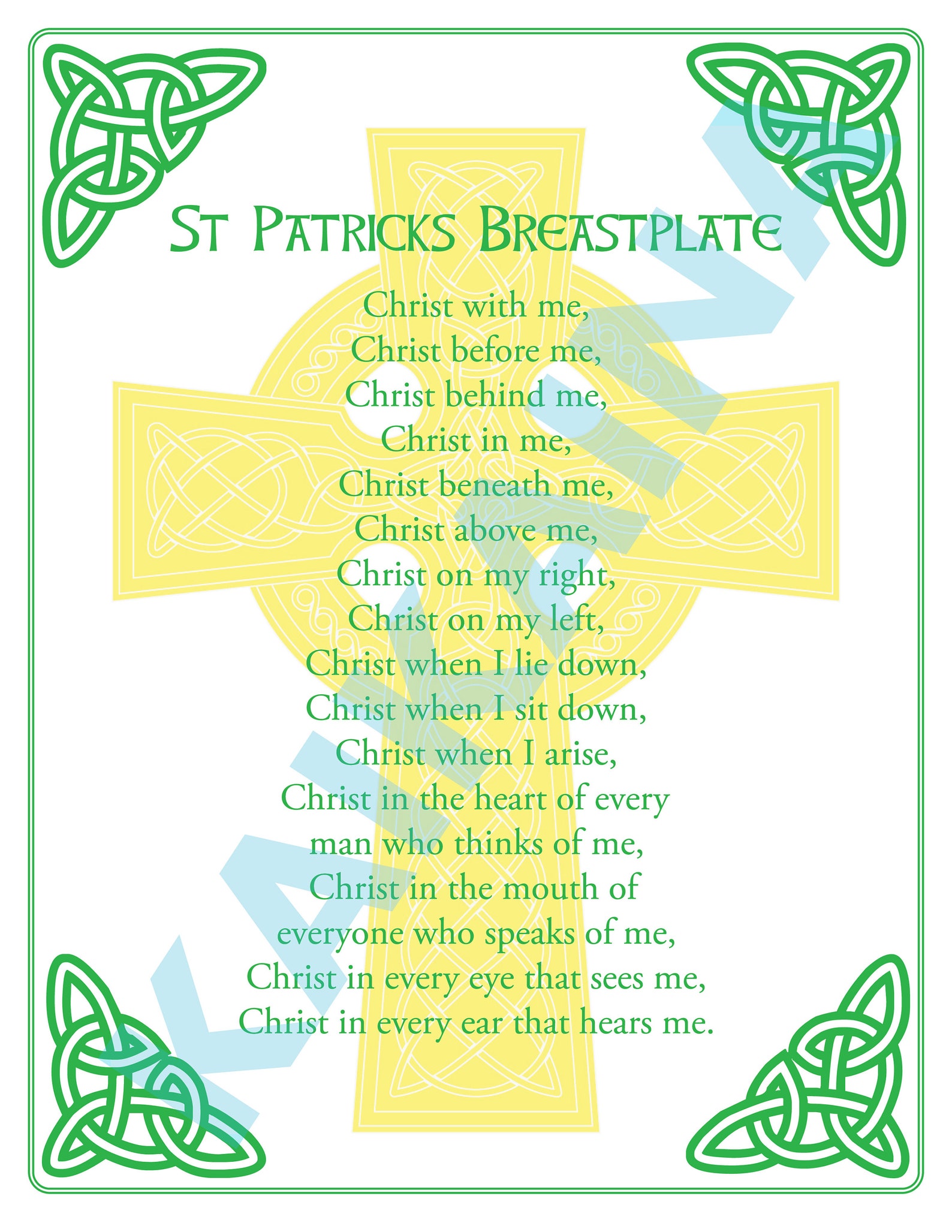 St. Patrick Breastplate Prayer Printable 8.5 X 11 Poster christ With Me. - Etsy