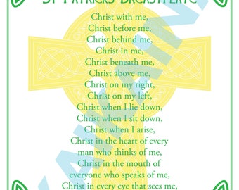 St. Patrick Breastplate prayer printable 8.5 x 11 poster "Christ with me."