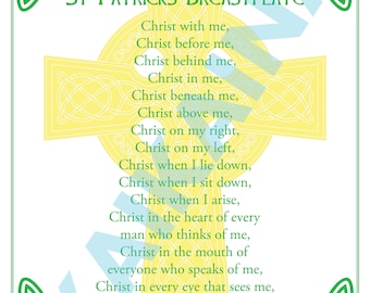 St. Patrick Breastplate prayer printable 8.5 x 11 poster "Christ with me."