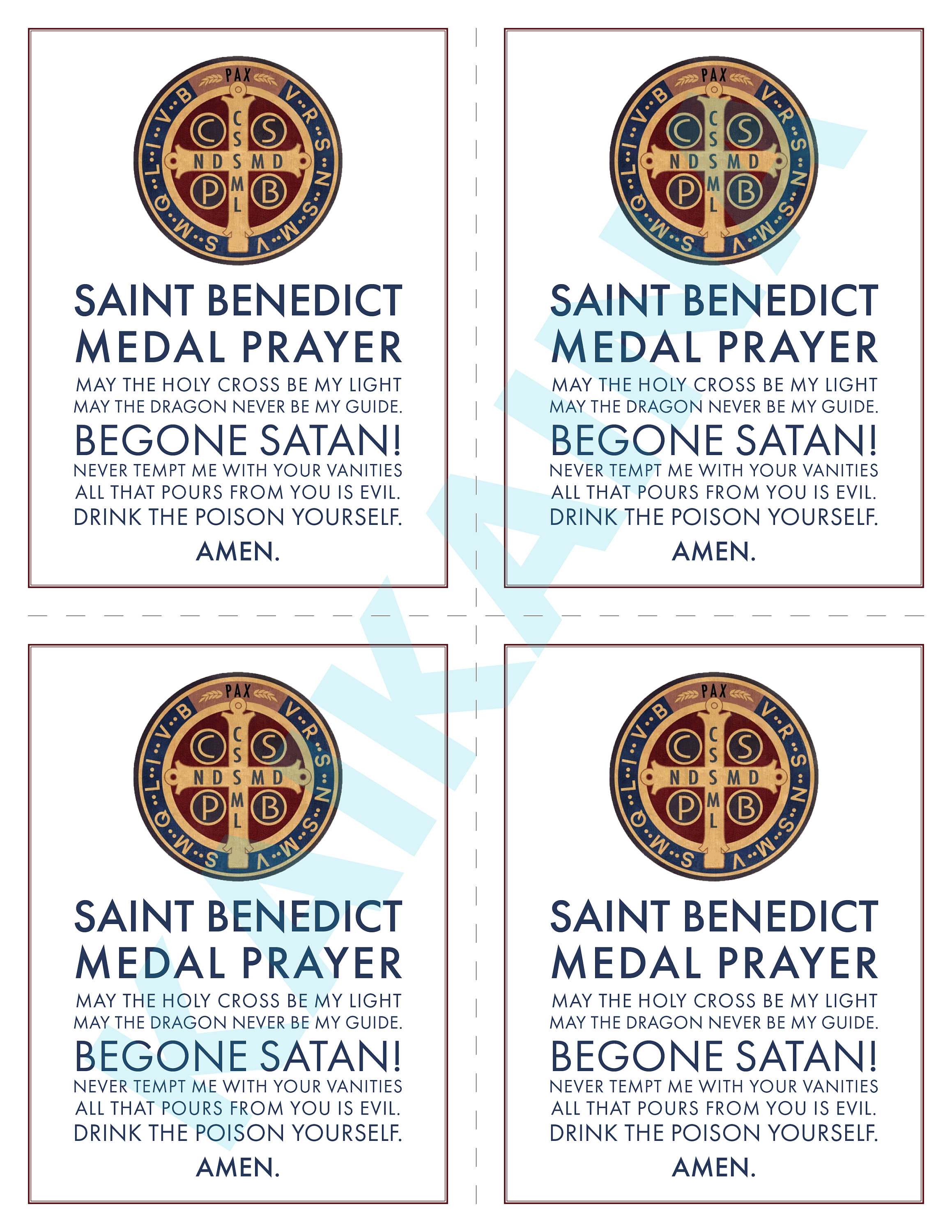 Saint Benedict Medal Prayer Card (digital Download) - Etsy
