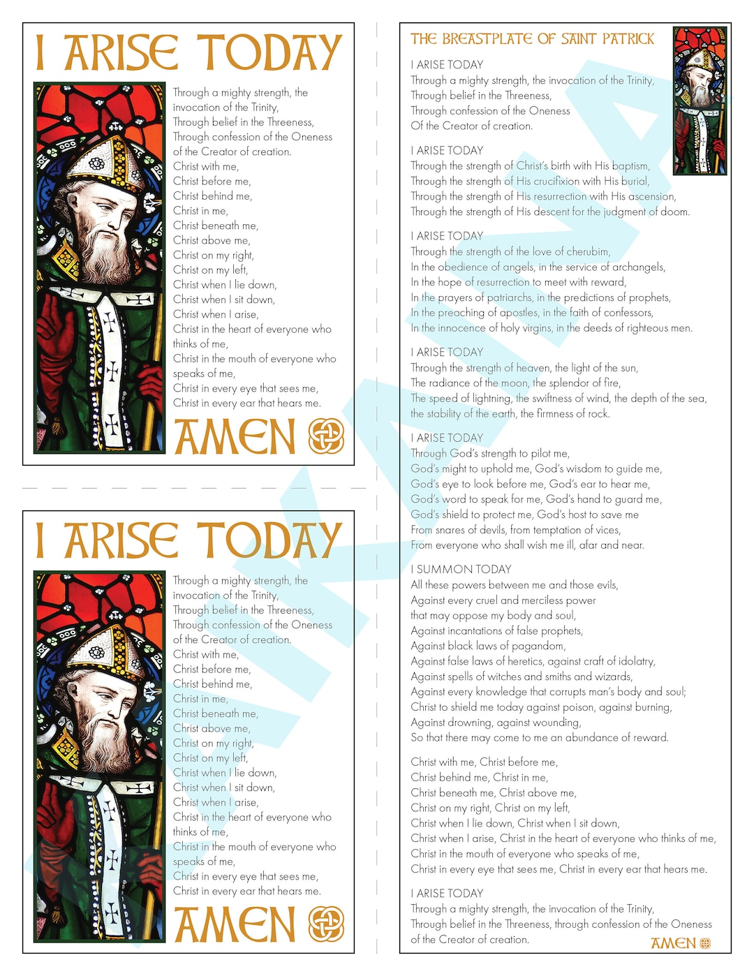 Saint Patrick Breastplate Prayer Card: Catholic Printable (digital ...