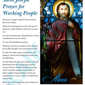 Oración a San José por los Trabajadores - Póster imprimible digital de oración católica (21,5 x 28 cm)