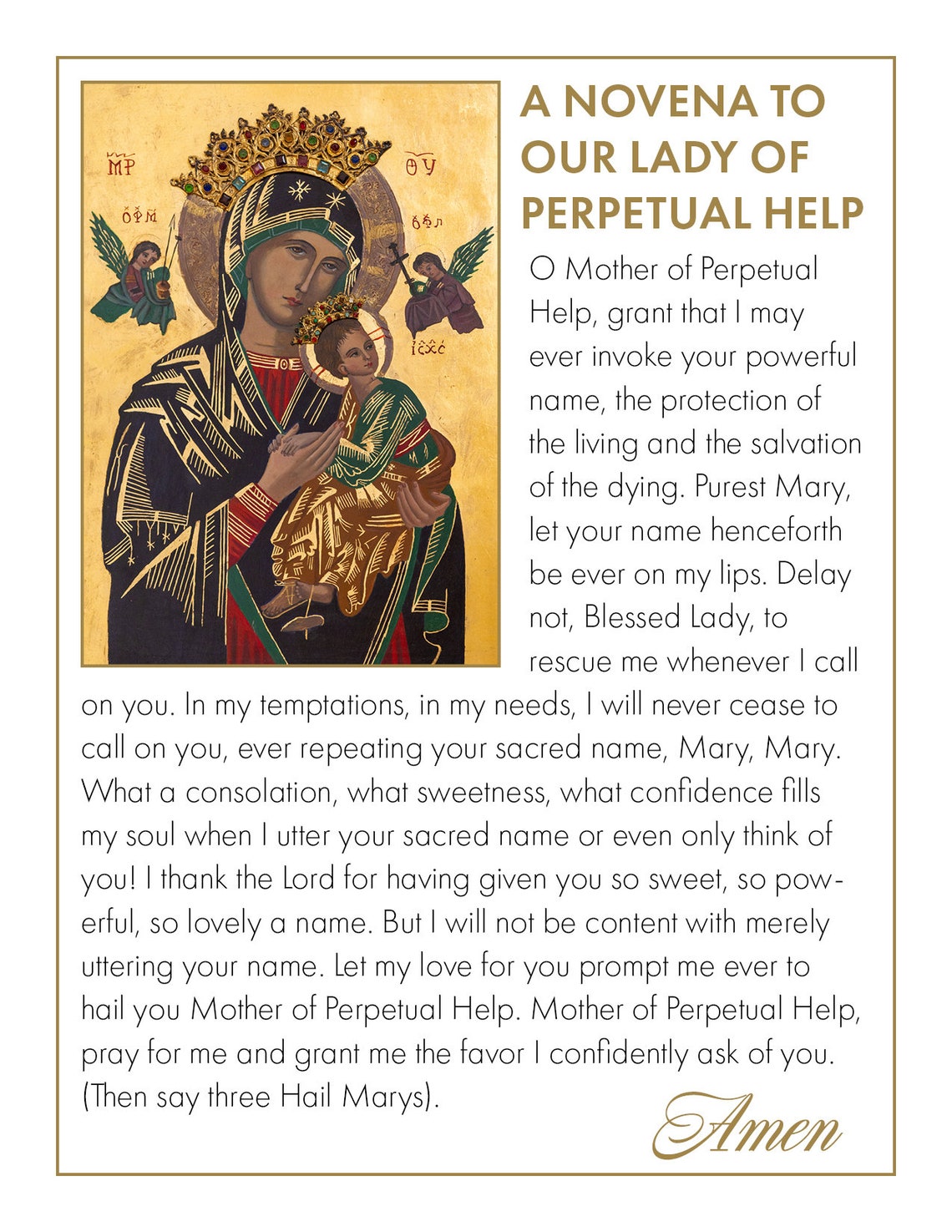 Our Lady of Perpetual Help Novena Prayer Card 4 on a Page Etsy Our Lady of Perpetual Help Novena Prayer Card 4 on a Page Etsy