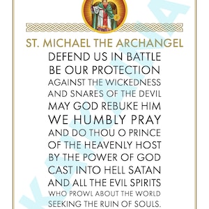Saint Michael Prayer Card: Catholic Archangel Print (Digital Download)