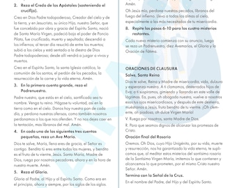SPANISH Catholic Rosary Prayer Guide Poster: Printable Digital Download