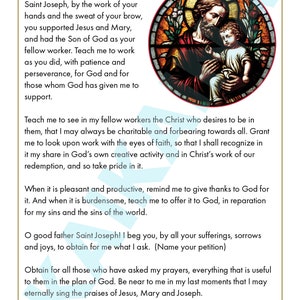 Tarjeta de oración de Novena a San José, 4 tarjetas en una página: descarga digital, tarjeta de oración del santo católico para imprimir.