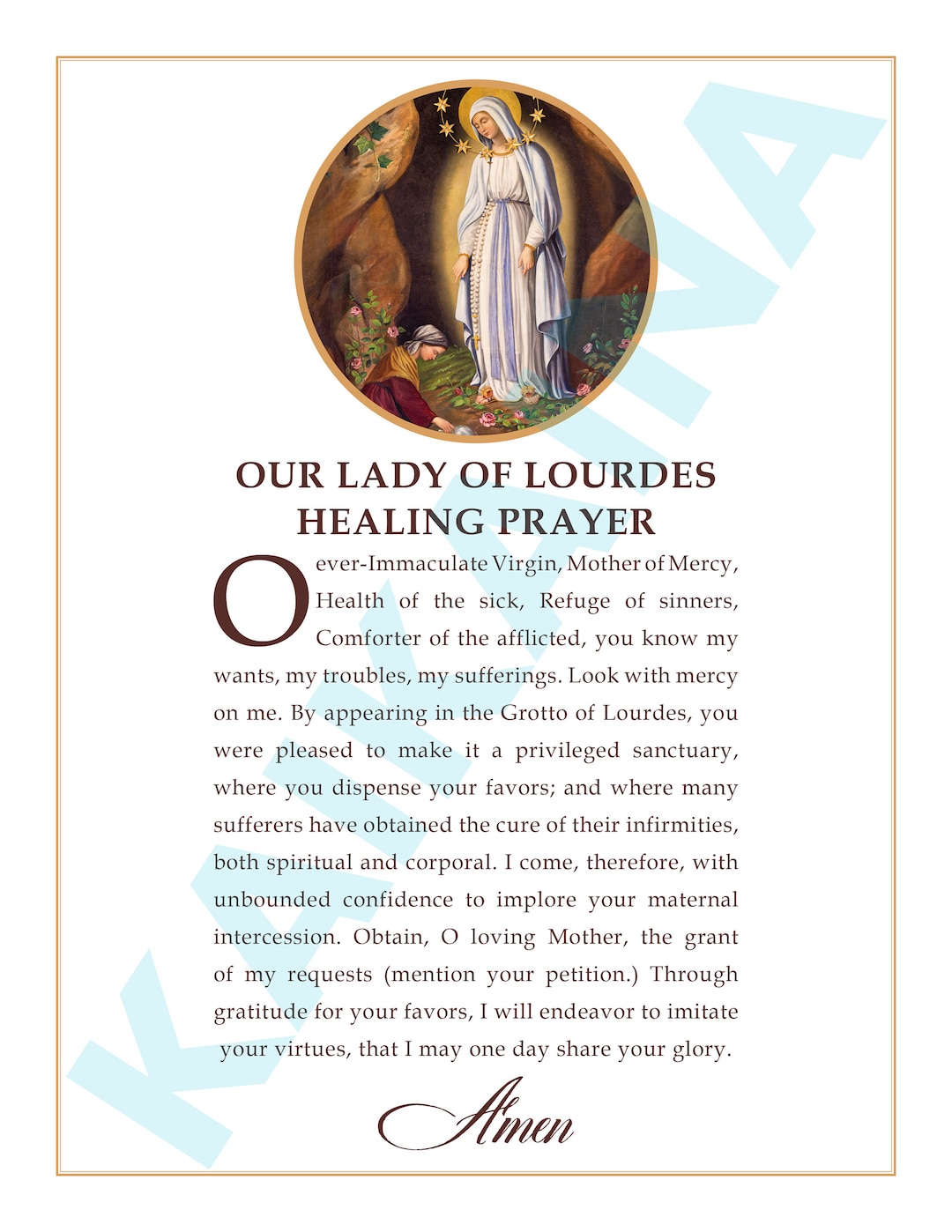 Our Lady of Lourdes Prayer for Healing Downloadable and Printable