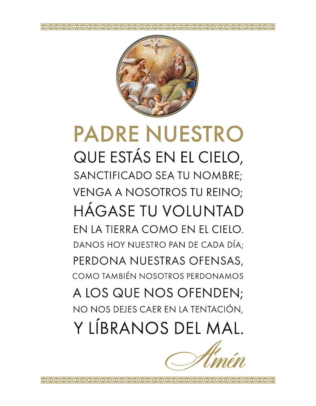 Padre Nuestro Our Father Prayer Poster In SPANISH 8 5 X 11 Poster