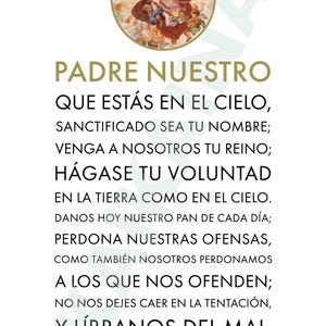 Padre Nuestro - Our Father Prayer poster in SPANISH - 24&quot; x 36&quot; poster for classrooms - downloadable and printable Catholic prayer.