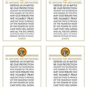 Saint Michael the Archangel Prayer Prayer Card 4 on a Page Downloadable ...