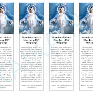 Marcador con mensaje de Medjugorje en ESPAÑOL - Mensaje del 25 de febrero de 2024 - cuatro en una página - descargable e imprimible