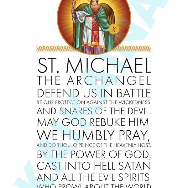 Saint Michael the Archangel Prayer 8.5 x 11" poster, downloadable and printable