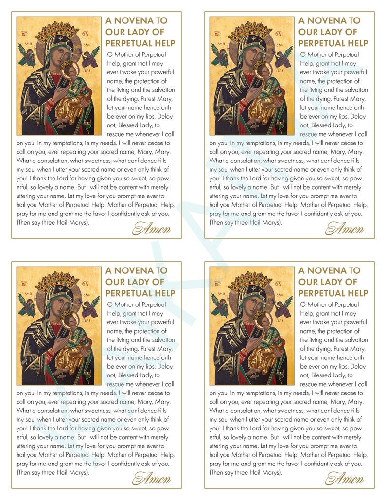 Our Lady of Perpetual Help Novena Prayer Card (digital Download) - Etsy