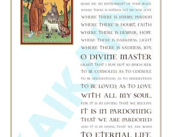 Oración de San Francisco de Asís "Bendición de los animales" descargar e imprimir cartel de 8.5 x 11" DESCARGA DIGITAL