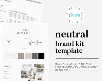 Neutral Canva Brand Kit Template 2 | Branding Kit | Premade Branding Kit | Branding Template | Canva Template