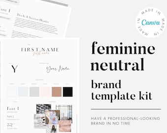 Feminine Neutral Canva Brand Kit Template 2 | Branding Kit | Premade Branding Kit | Branding Template | Canva Template