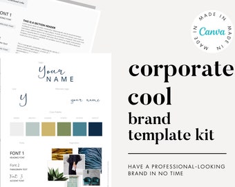 Corporate Cool Canva Brand Kit Template | Branding Kit | Premade Branding Kit | Branding Template | Canva Template