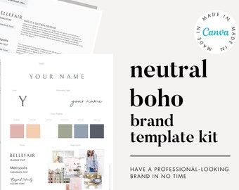 Neutral Boho Canva Brand Kit Template | Branding Kit | Premade Branding Kit | Branding Template | Canva Template