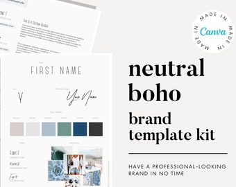 Neutral Boho Canva Brand Kit Template 3 | Branding Kit | Premade Branding Kit | Branding Template | Canva Template